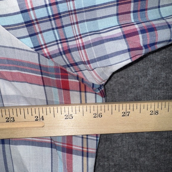 Vintage Saddleking Western Pearl Snap Red Blue Plaid Short Sleeve Shirt Sz XXL - Picture 6 of 7